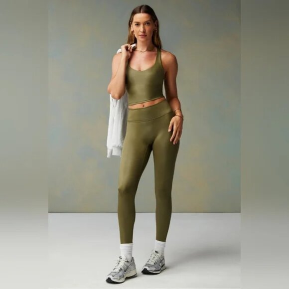 Fabletics NWT Anywhere Motion365+ Shine High-Waisted Legging Size S Moss Green - Picture 3 of 13